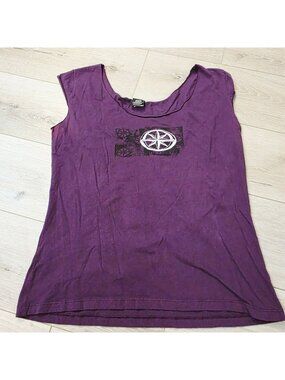 Vtg Womens Yamaha Purple Tank Top Y2K Grunge Motocross Skater XL Streetwear